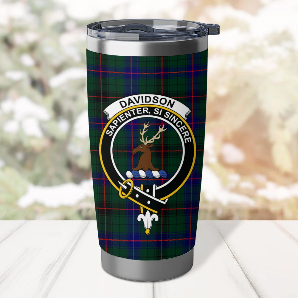 Scottish Davidson Modern Clan Badge Tartan Tumbler - Image 2