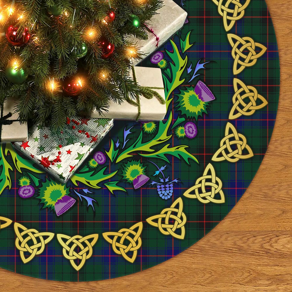 Scottish Davidson Modern Tartan Thistle Celtic Knot Christmas Tree Skirt - Image 2