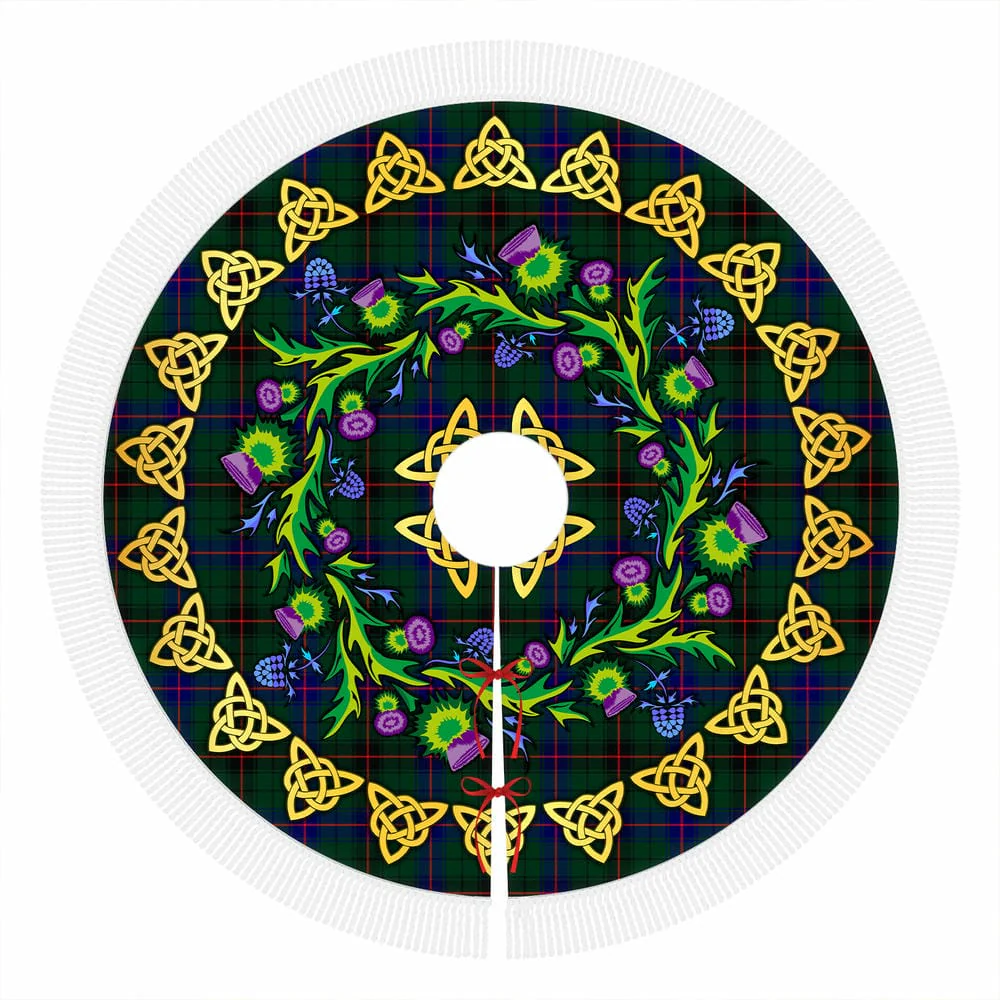 Scottish Davidson Modern Tartan Thistle Celtic Knot Christmas Tree Skirt - Image 4
