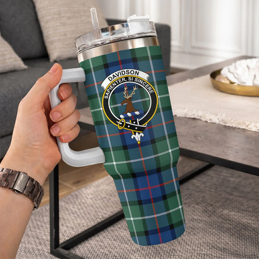 Scottish Davidson of Tulloch  Clan Badge Tartan 40oz Tumbler - Image 10