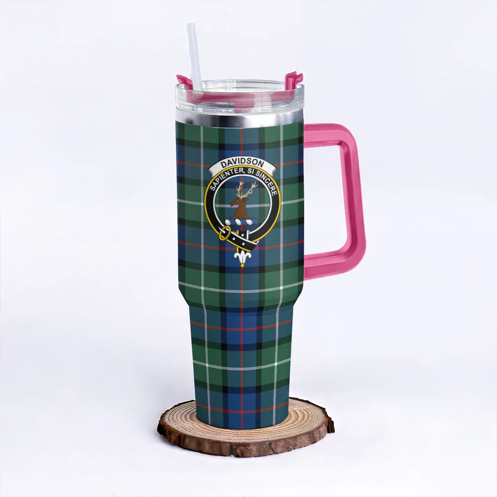 Scottish Davidson of Tulloch  Clan Badge Tartan 40oz Tumbler - Image 7