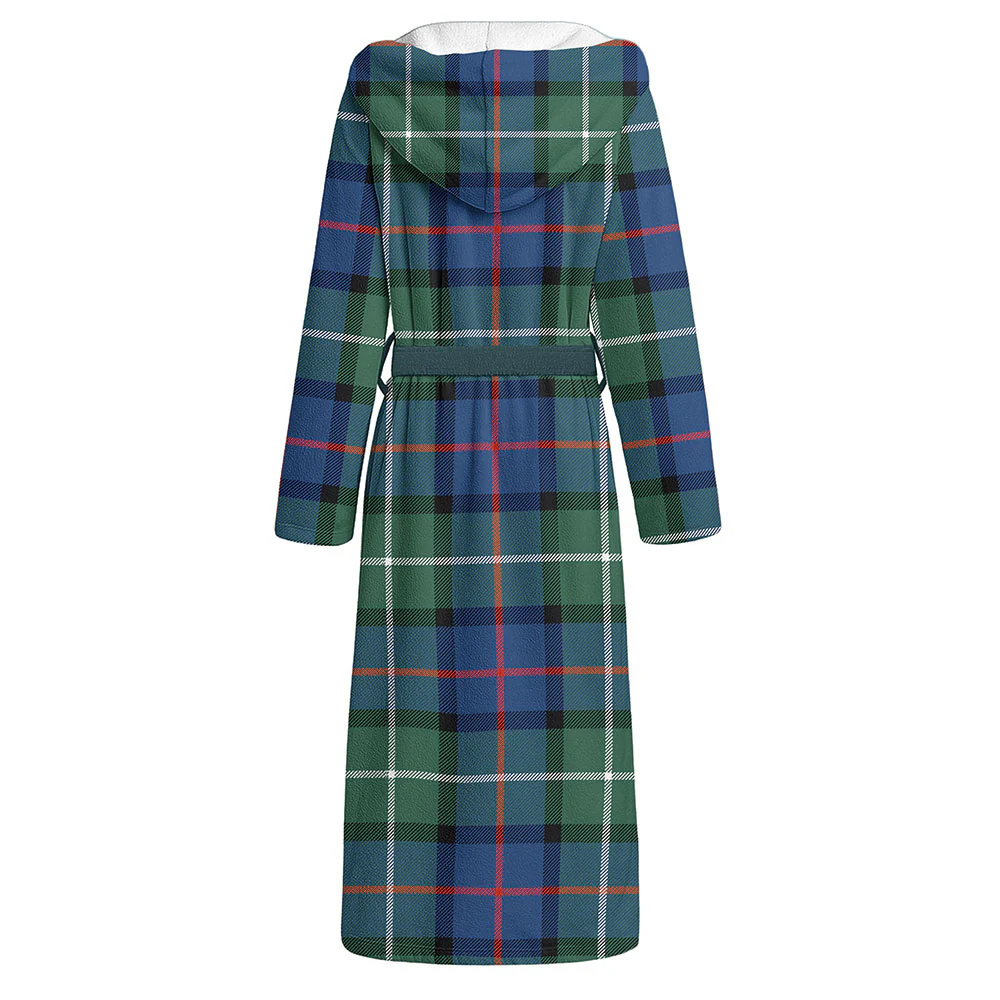 Scottish Davidson of Tulloch  Clan Badge Tartan Flannel Hooded Bathrobe - Image 2