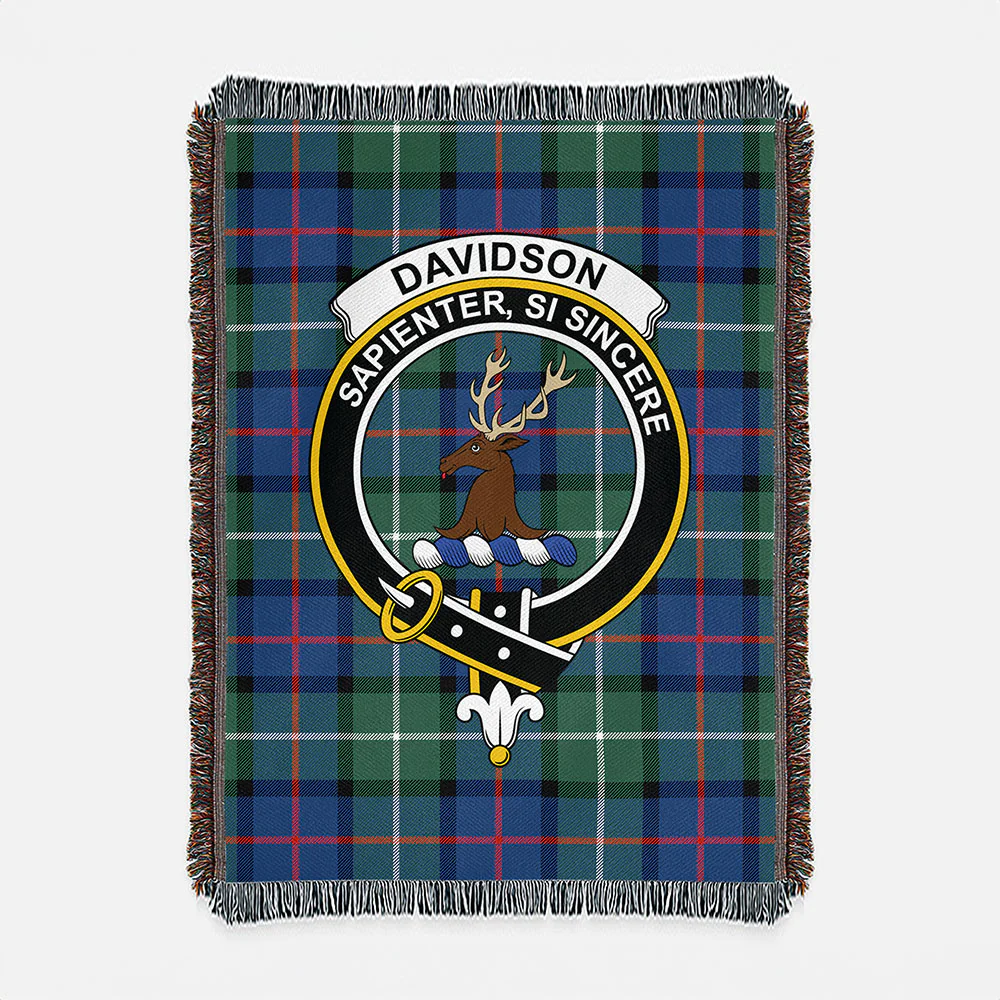 Scottish Davidson of Tulloch  Clan Badge Tartan Woven Blanket - Image 2
