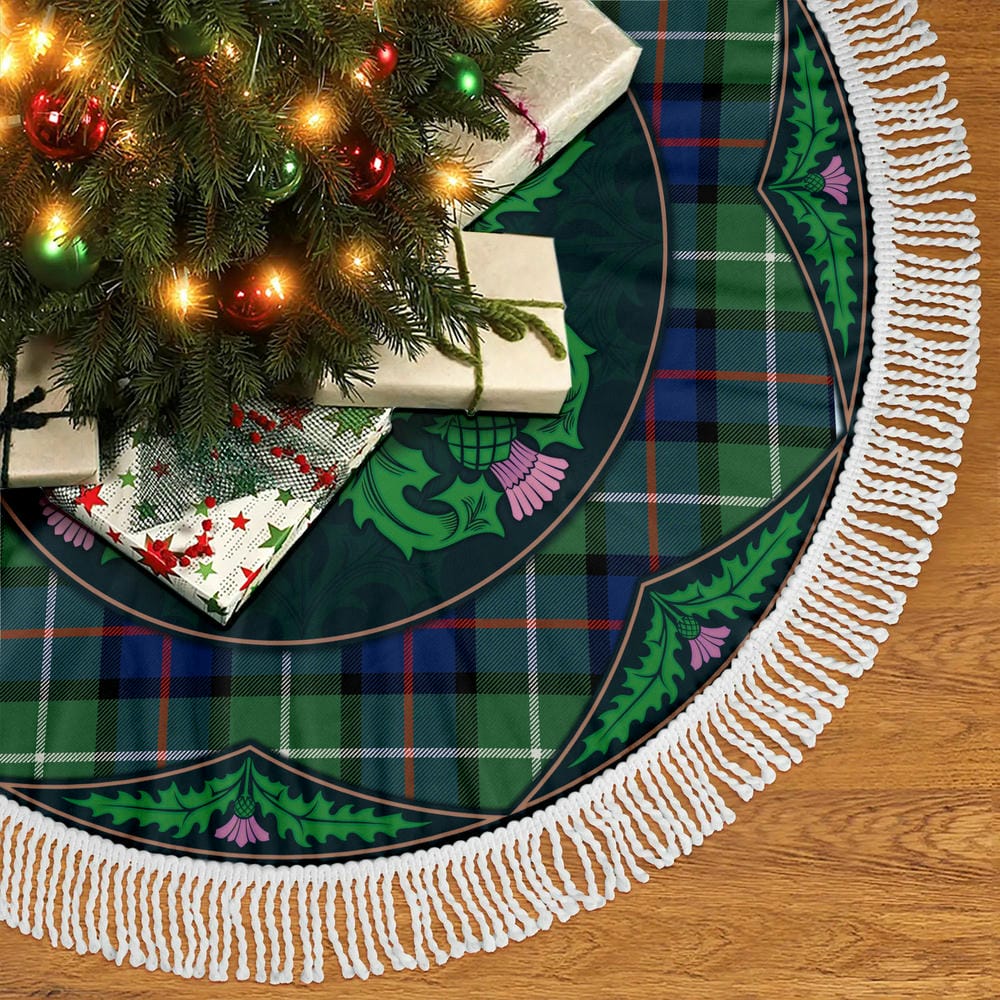 Scottish Davidson of Tulloch Tartan Christmas Tree Skirt Old Scottish Thistle Flower - Image 5