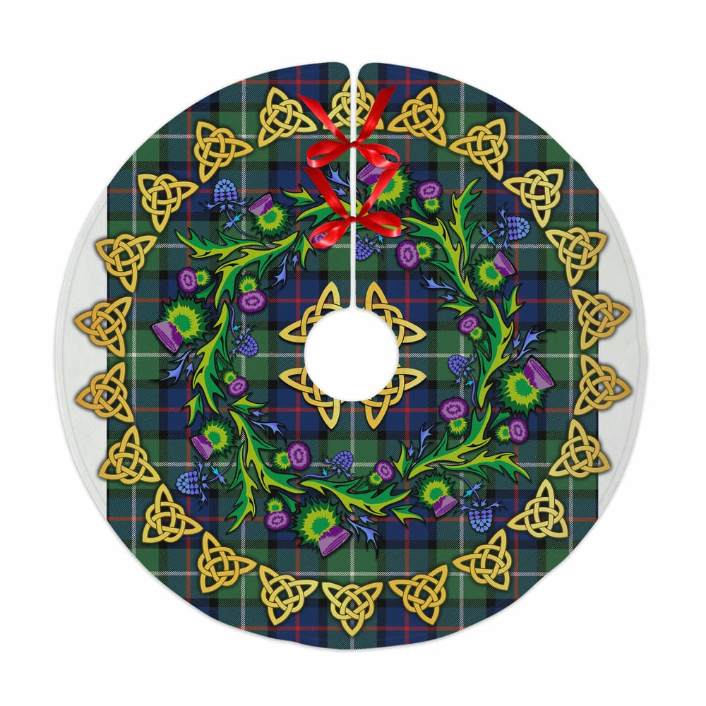Scottish Davidson of Tulloch Tartan Thistle Celtic Knot Christmas Tree Skirt
