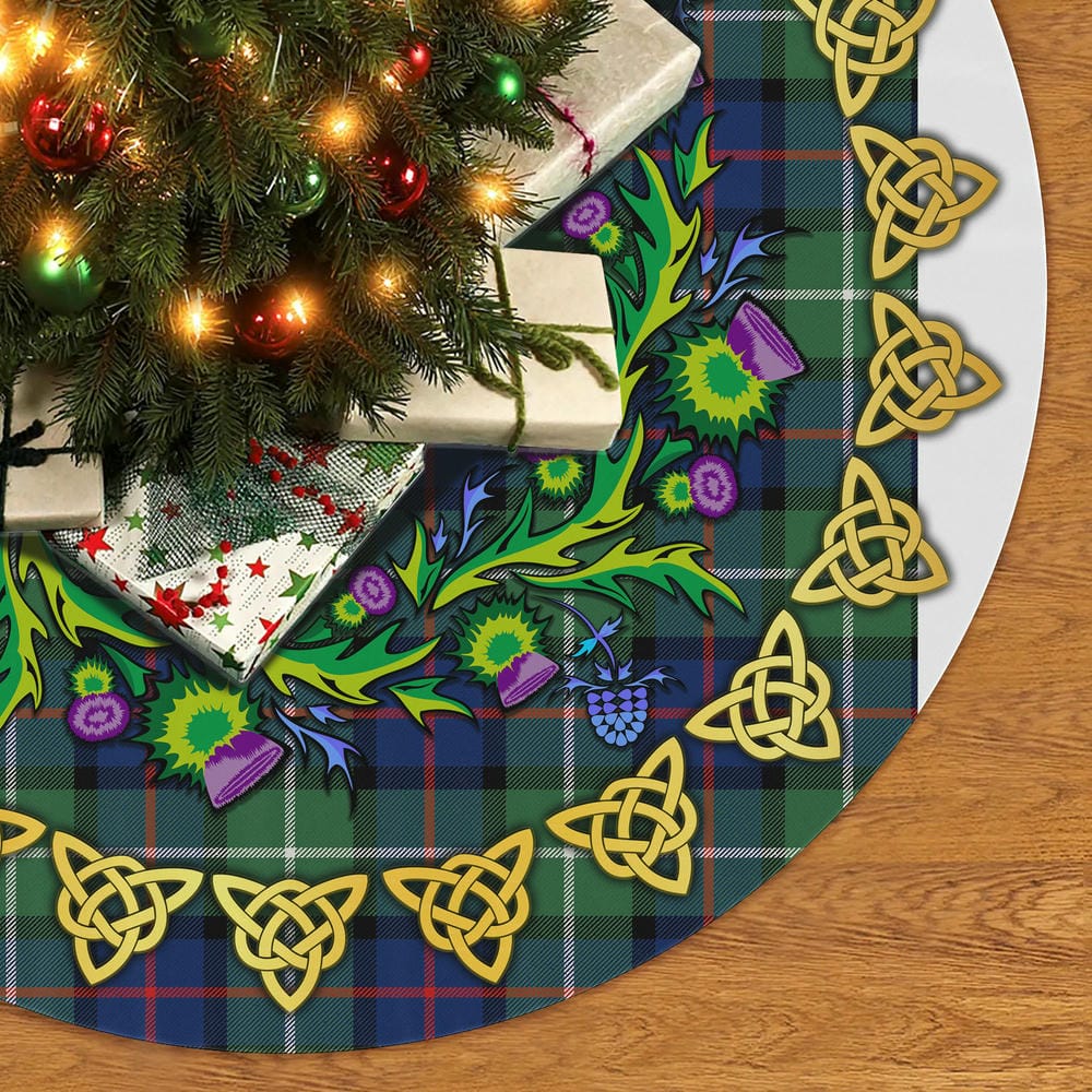 Scottish Davidson of Tulloch Tartan Thistle Celtic Knot Christmas Tree Skirt - Image 2