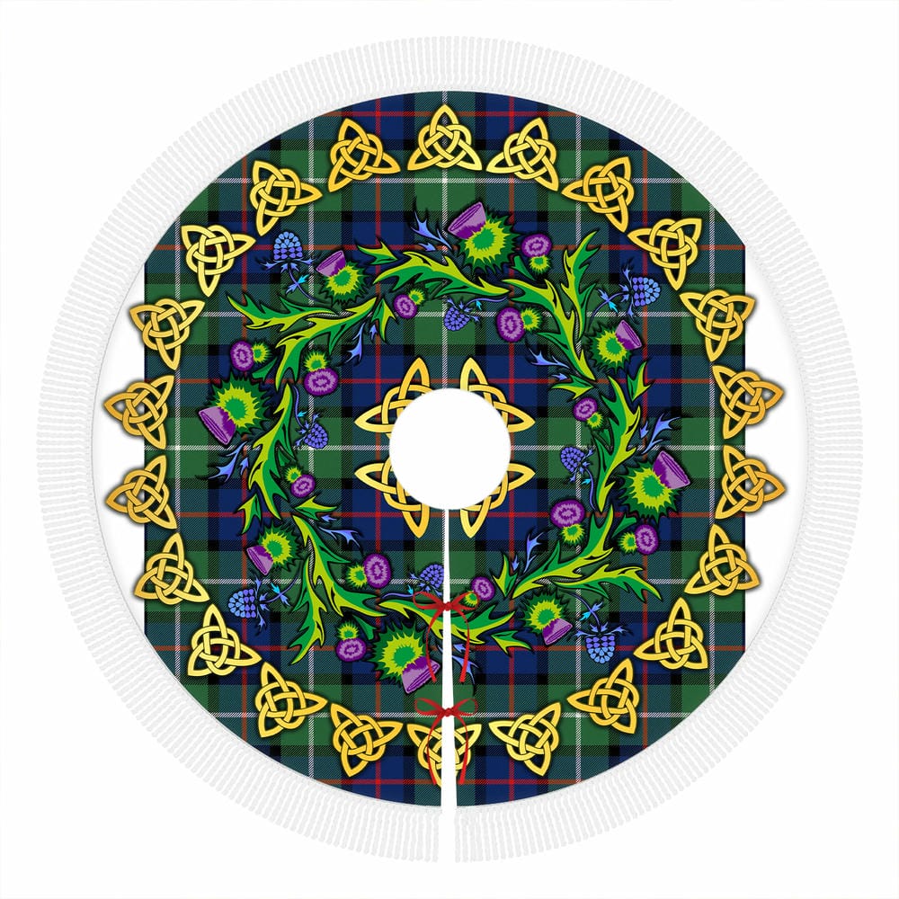 Scottish Davidson of Tulloch Tartan Thistle Celtic Knot Christmas Tree Skirt - Image 4