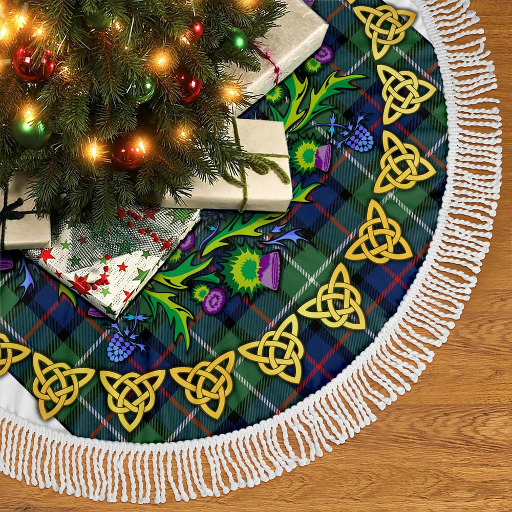 Scottish Davidson of Tulloch Tartan Thistle Celtic Knot Christmas Tree Skirt - Image 5
