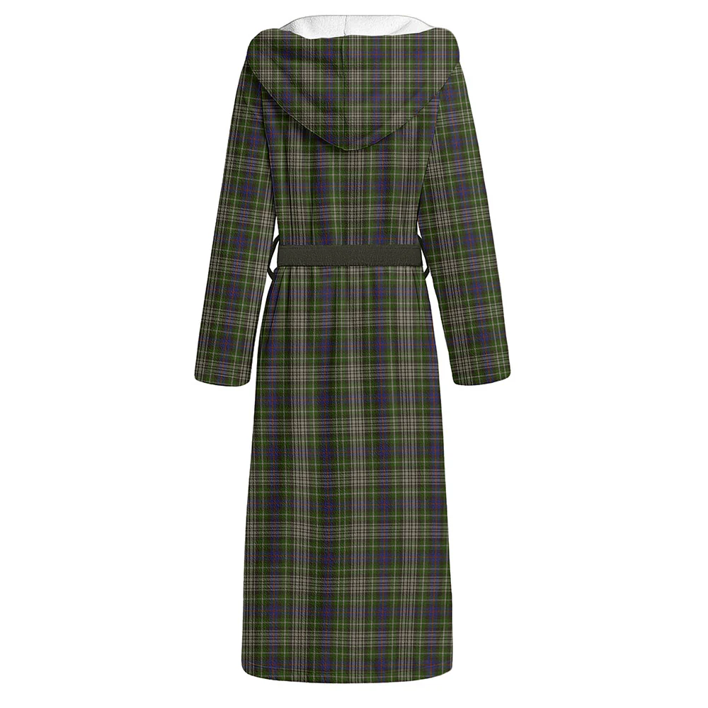 Scottish Davidson Tulloch Dress Clan Badge Tartan Flannel Hooded Bathrobe - Image 2