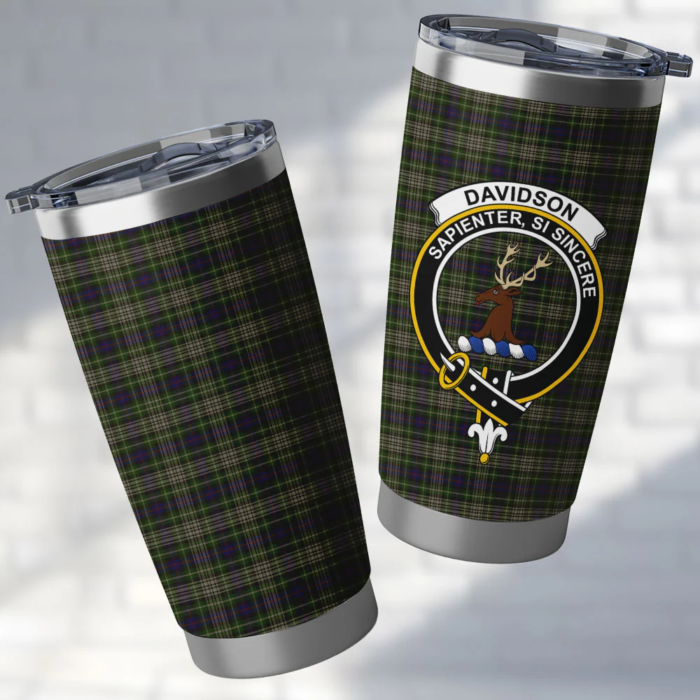 Scottish Davidson Tulloch Dress Clan Badge Tartan Tumbler