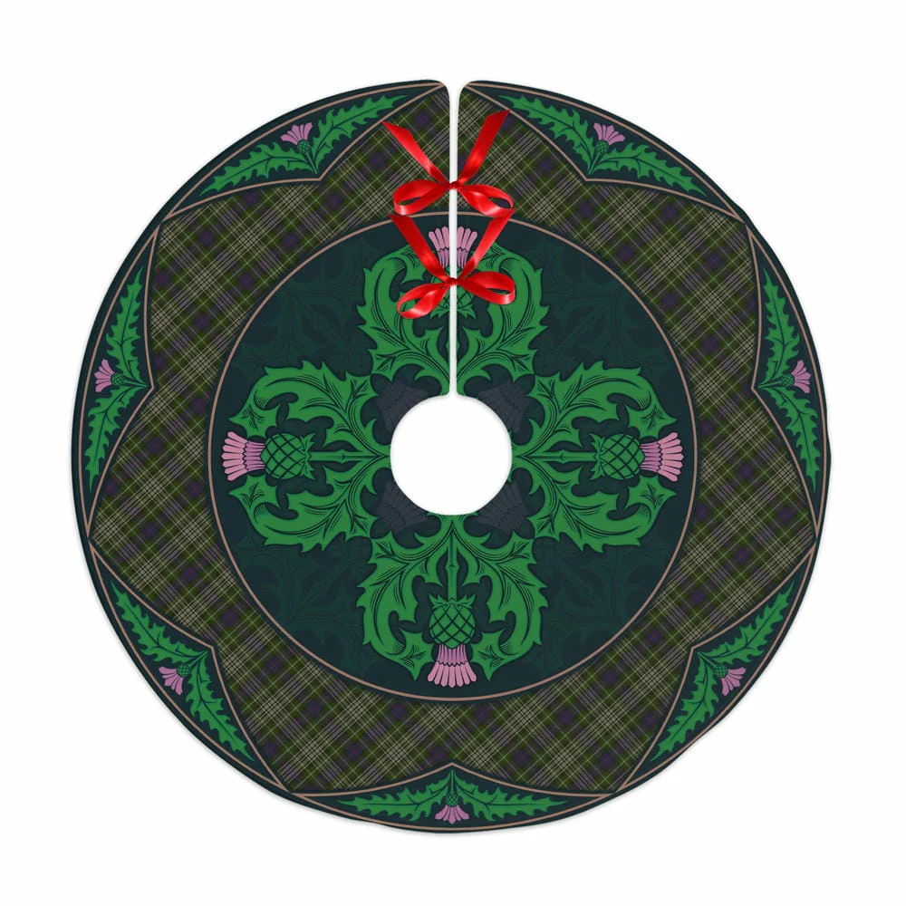Scottish Davidson Tulloch Dress Tartan Christmas Tree Skirt Old Scottish Thistle Flower