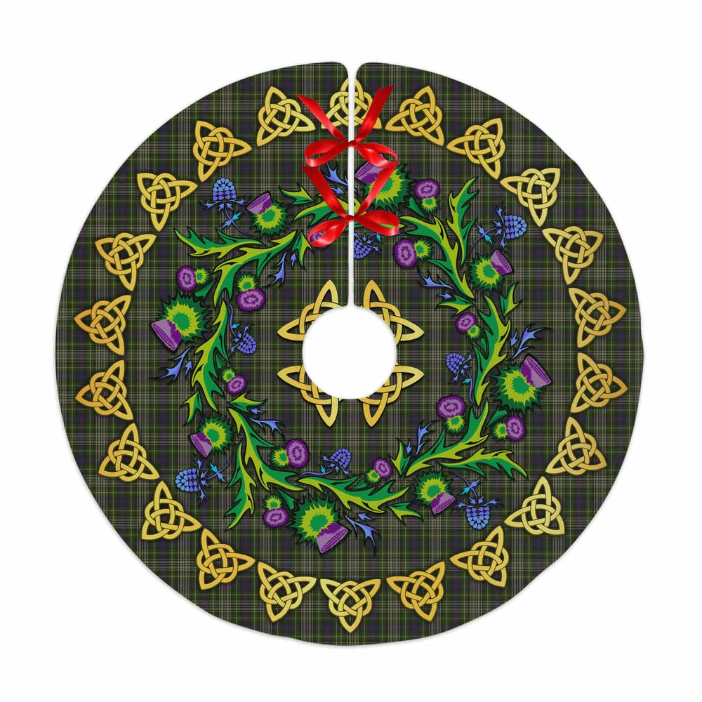 Scottish Davidson Tulloch Dress Tartan Thistle Celtic Knot Christmas Tree Skirt