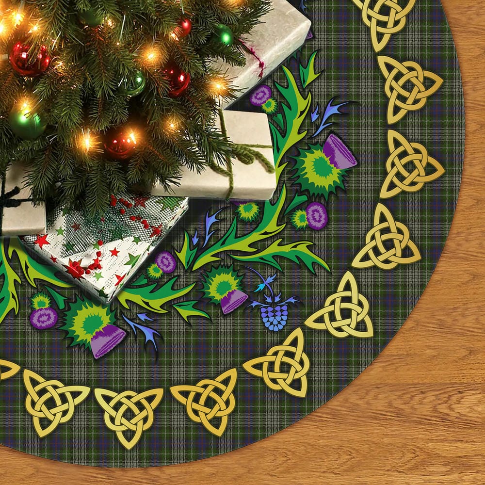 Scottish Davidson Tulloch Dress Tartan Thistle Celtic Knot Christmas Tree Skirt - Image 2