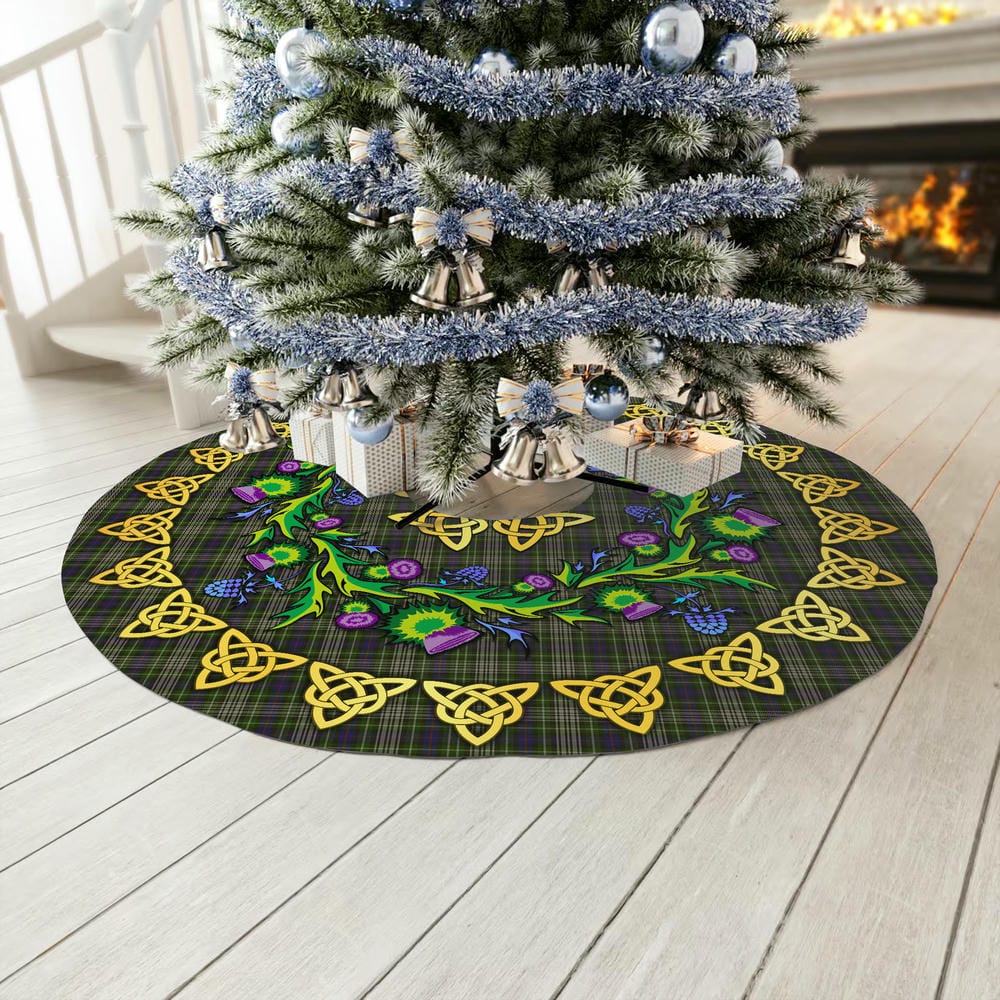 Scottish Davidson Tulloch Dress Tartan Thistle Celtic Knot Christmas Tree Skirt - Image 3