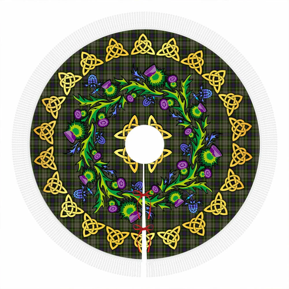 Scottish Davidson Tulloch Dress Tartan Thistle Celtic Knot Christmas Tree Skirt - Image 4