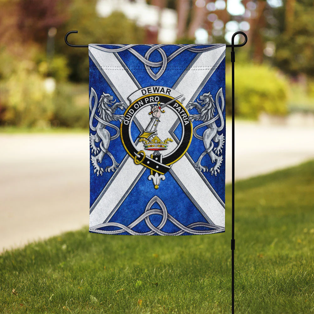 Scottish Dewar Clan Badge Garden Flag Silver Rampant Lion Emblem - Image 3