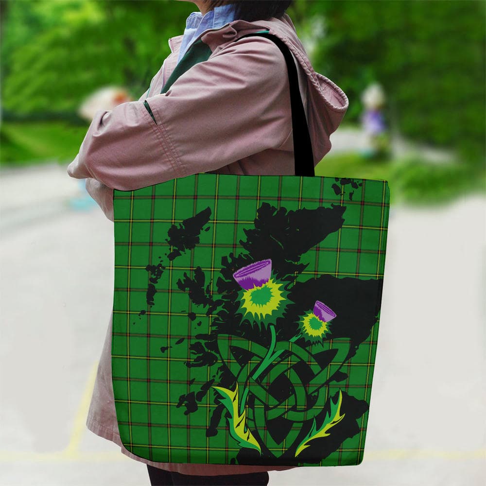 Scottish Don (Tribe-of-Mar) Tartan Canvas Bag With Shoulder Strap With Thistle - Image 2