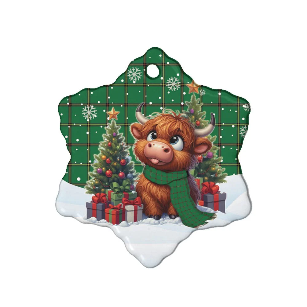 Scottish Don (Tribe-of-Mar) Tartan Ceramic Ornament Cute Highland Cow Christmas - Image 6