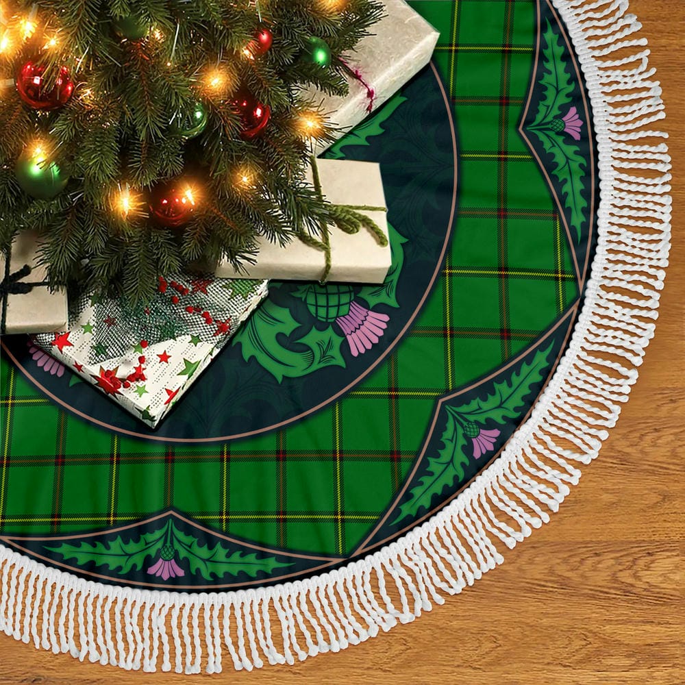 Scottish Don (Tribe-of-Mar) Tartan Christmas Tree Skirt Old Scottish Thistle Flower - Image 2