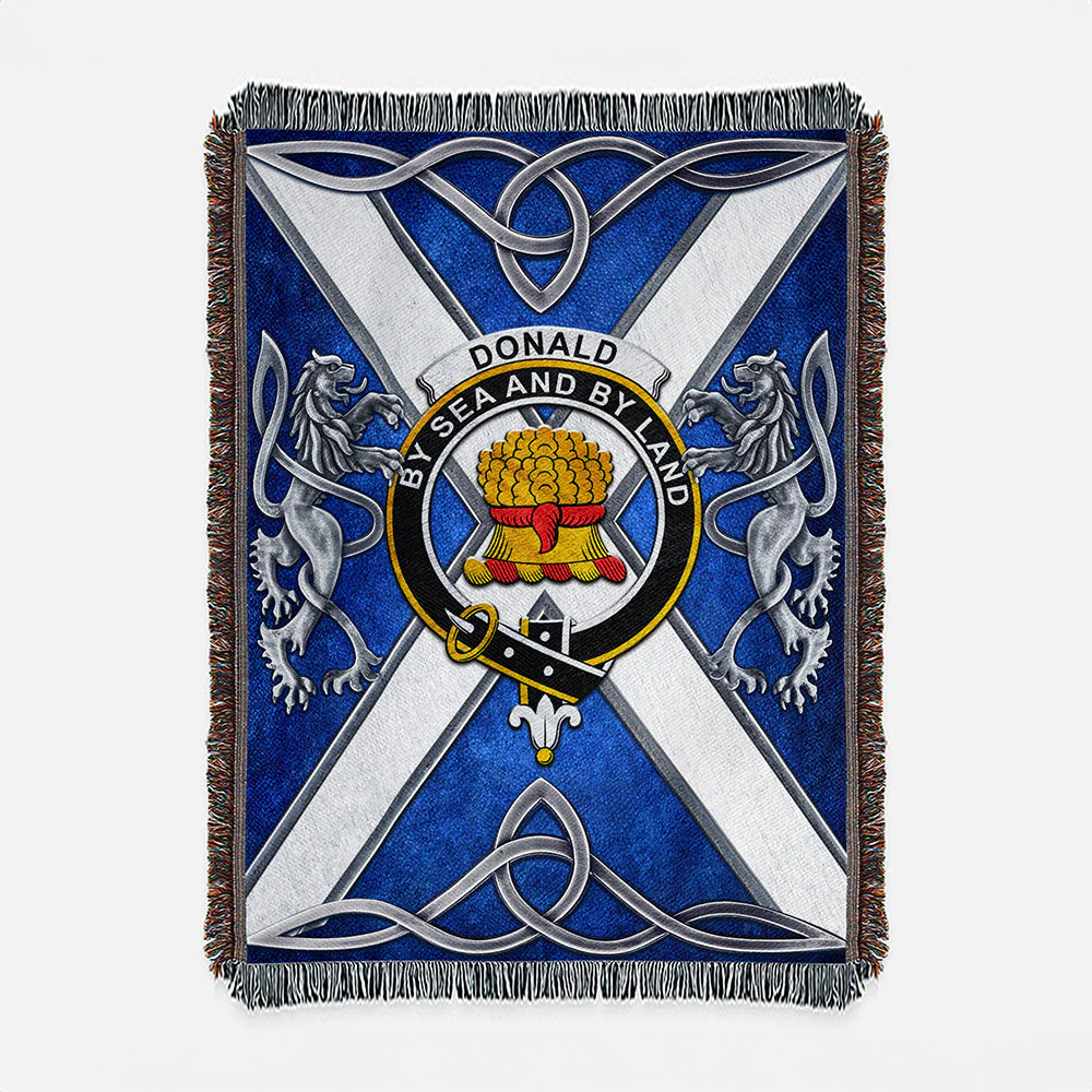 Scottish Donald Clan Badge Woven Blanket Silver Rampant Lion Emblem