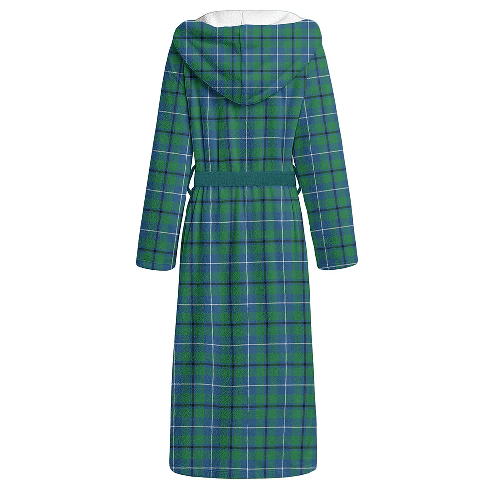 Scottish Douglas Ancient Clan Badge Tartan Flannel Hooded Bathrobe - Image 2