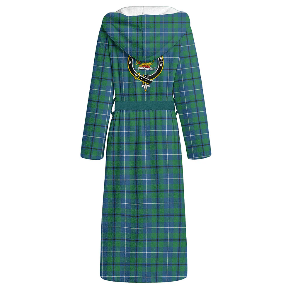 Scottish Douglas Ancient Clan Badge Tartan Flannel Hooded Bathrobe - Image 3