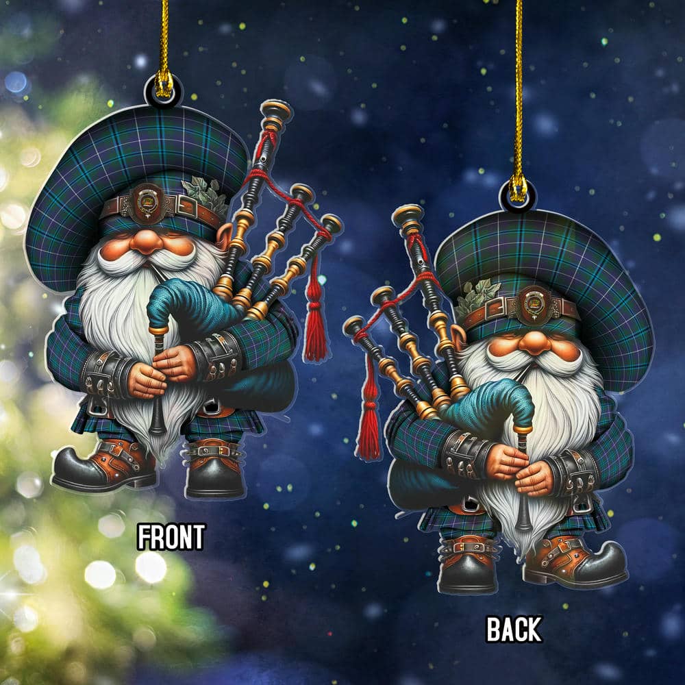 Scottish Douglas Clan Badge Tartan Bagpiper Gnome Ornament - Image 2