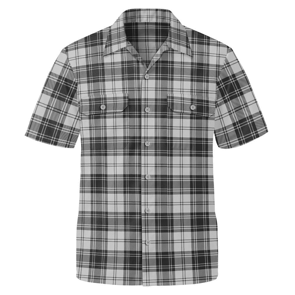 Scottish Douglas Grey Modern Clan Badge Tartan Short Sleeve Work Shirt