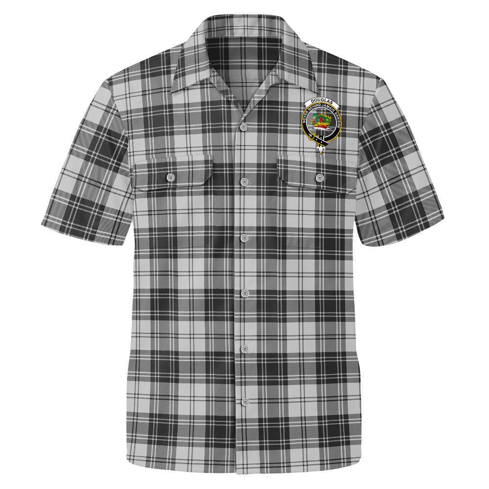 Scottish Douglas Grey Modern Clan Badge Tartan Short Sleeve Work Shirt - Image 2