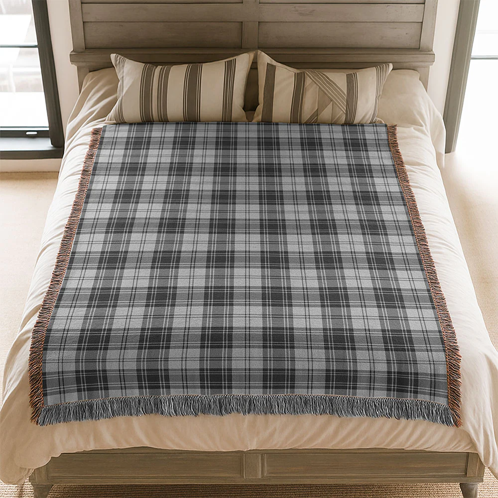 Scottish Douglas Grey Modern Clan Badge Tartan Woven Blanket - Image 3
