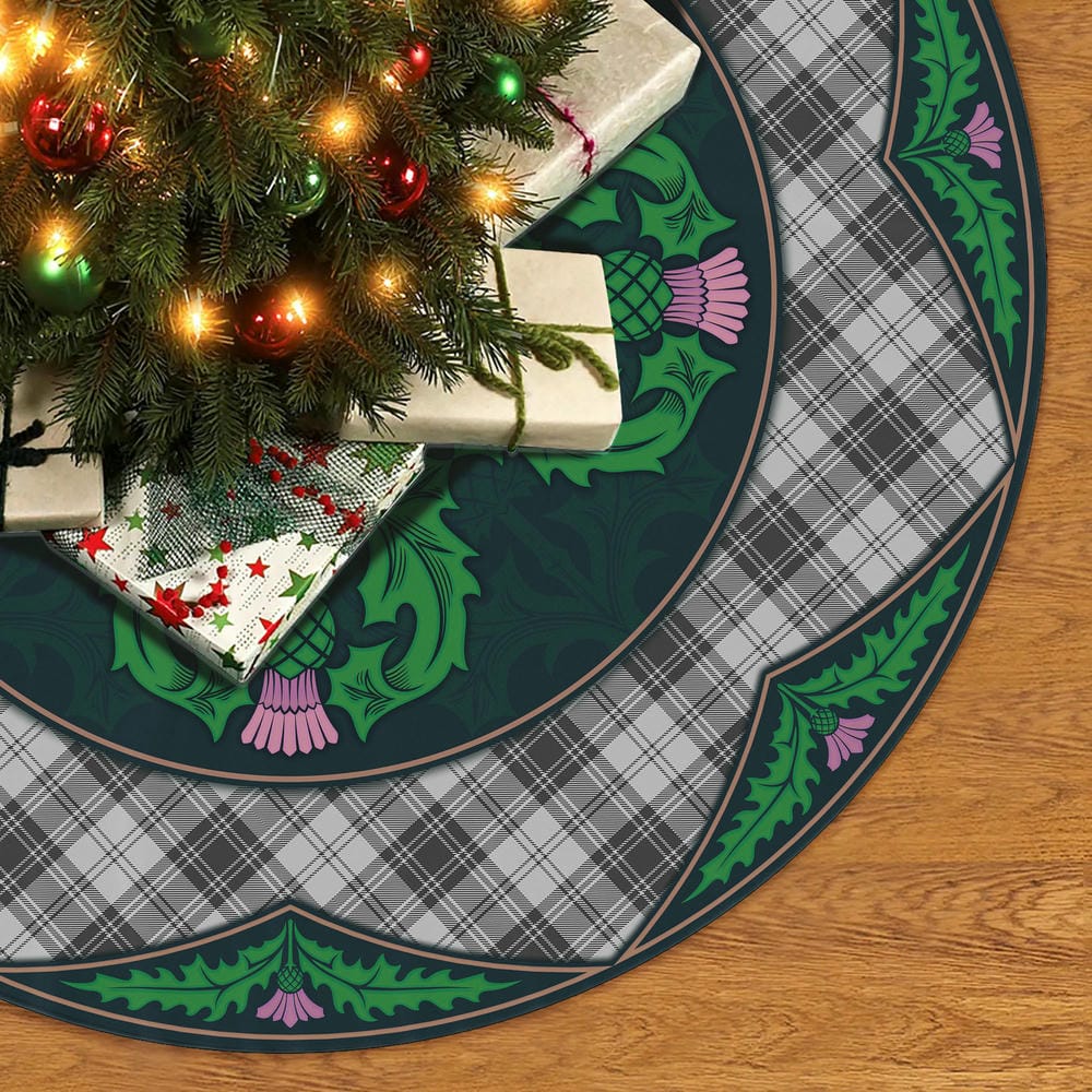 Scottish Douglas Grey Modern Tartan Christmas Tree Skirt Old Scottish Thistle Flower - Image 2