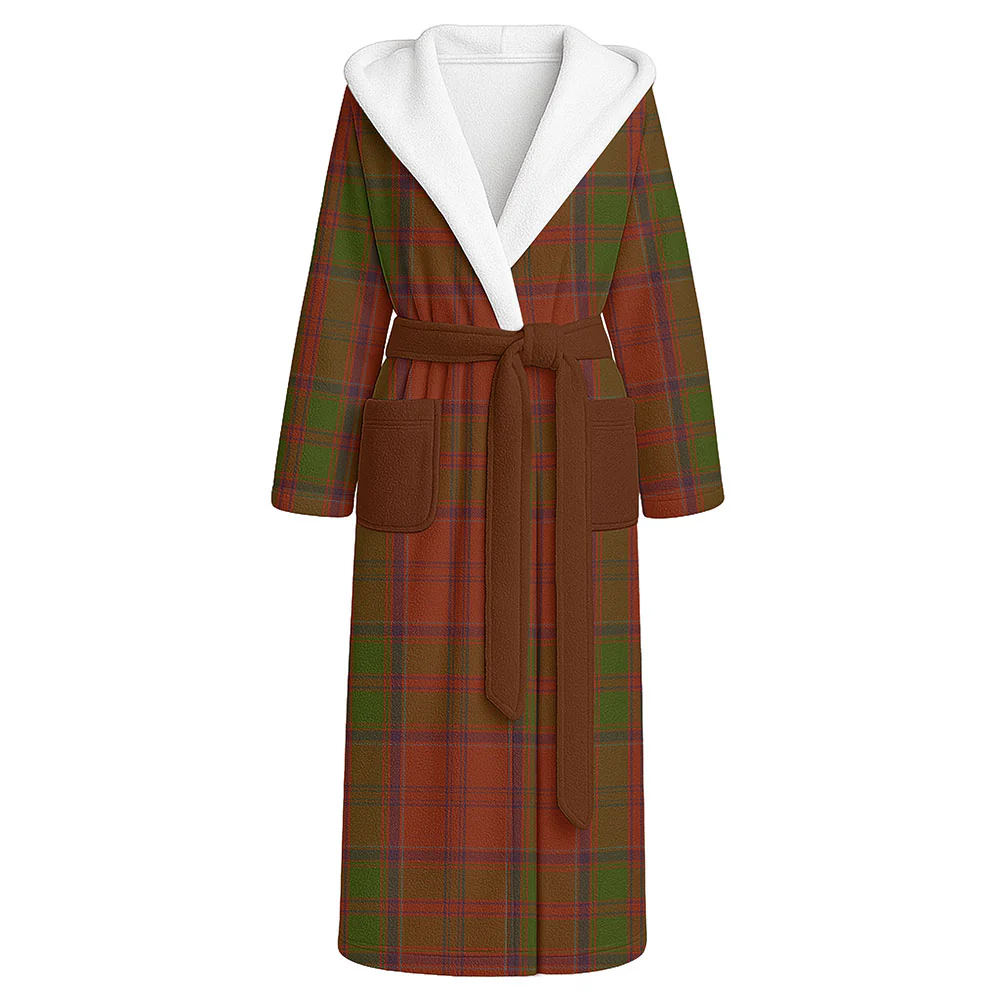 Scottish Drummond Clan Clan Badge Tartan Flannel Hooded Bathrobe