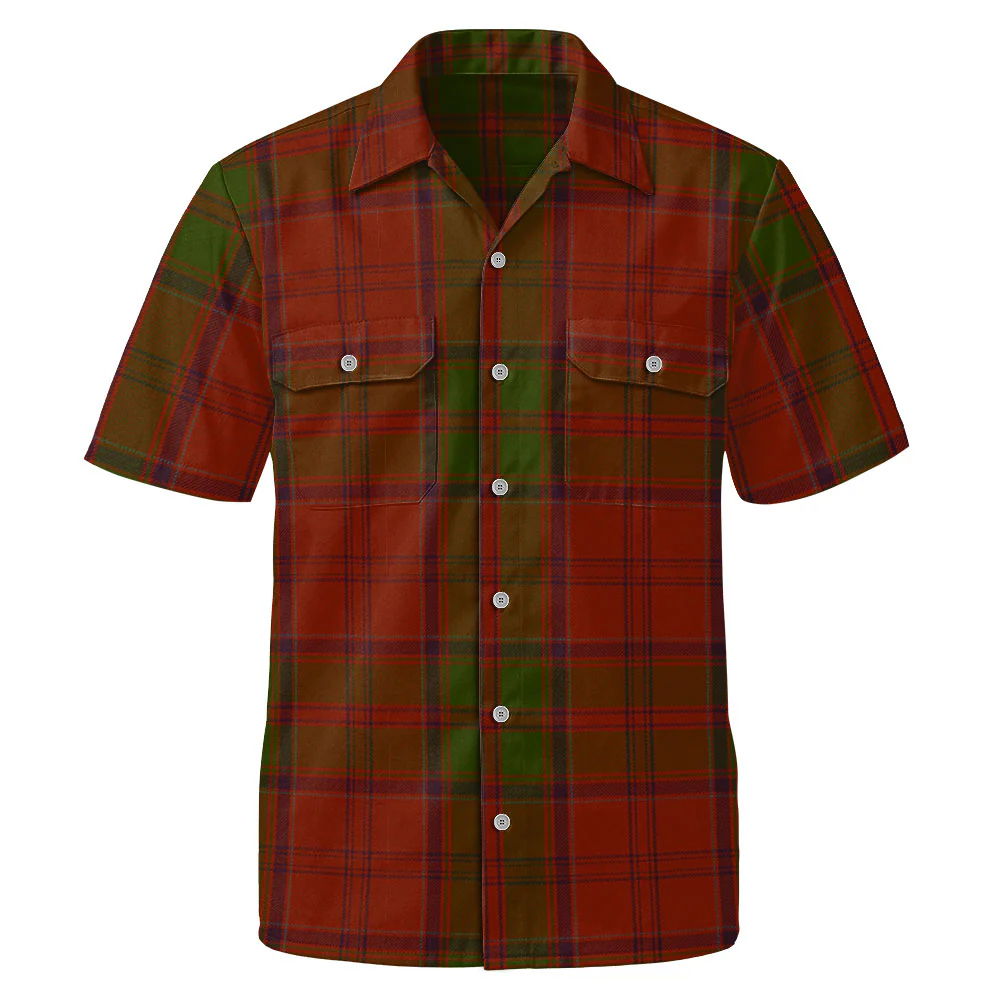 Scottish Drummond Clan Clan Badge Tartan Short Sleeve Work Shirt