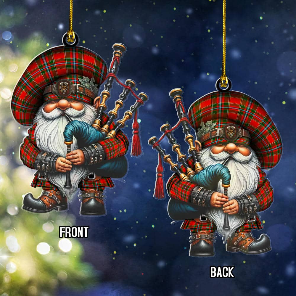 Scottish Drummond Clan Badge Tartan Bagpiper Gnome Ornament - Image 2