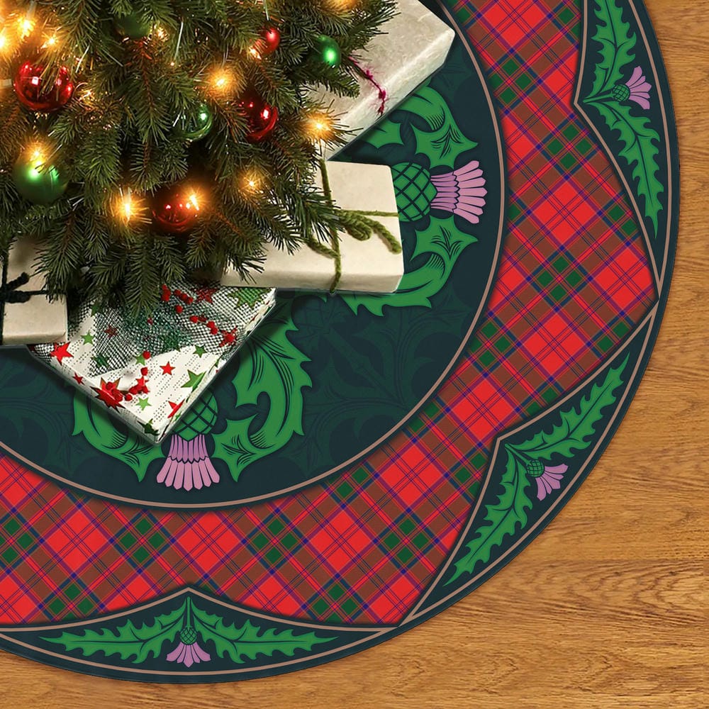 Scottish Drummond Modern Tartan Christmas Tree Skirt Old Scottish Thistle Flower - Image 2
