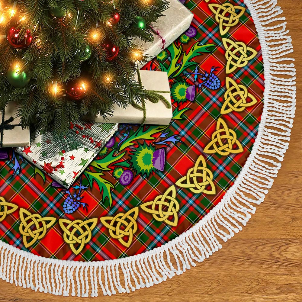 Scottish Drummond of Perth Tartan Thistle Celtic Knot Christmas Tree Skirt - Image 5