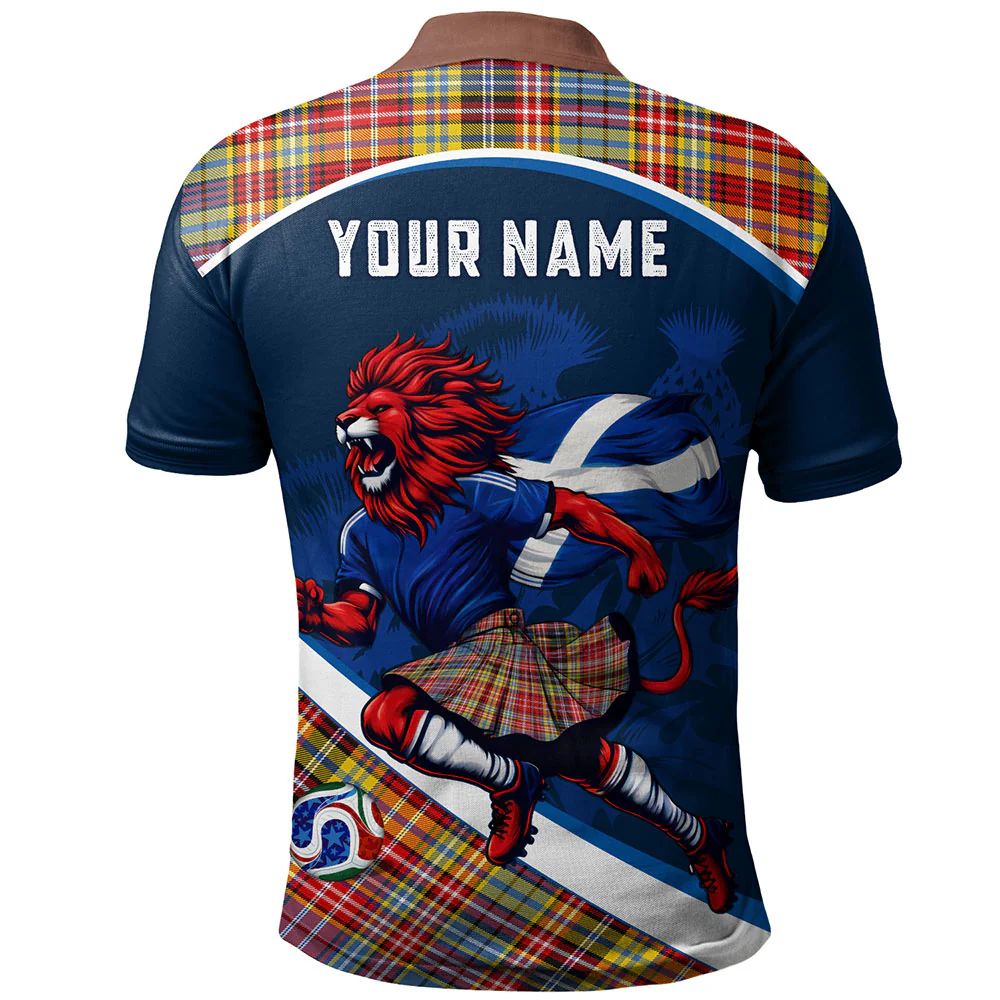 Scottish Drummond of Strathallan Clan Badge Tartan Polo Shirt Scotland Lion Brave Highland Spirit - Image 2