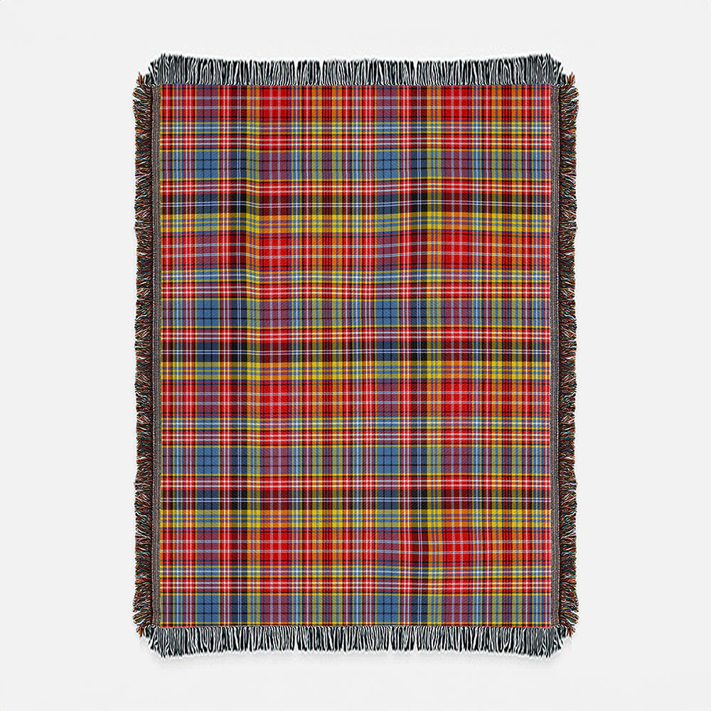 Scottish Drummond of Strathallan Clan Badge Tartan Woven Blanket