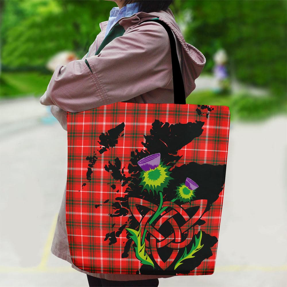 Scottish Duke of Rothesay Modern Tartan Canvas Bag With Shoulder Strap With Thistle - Image 2