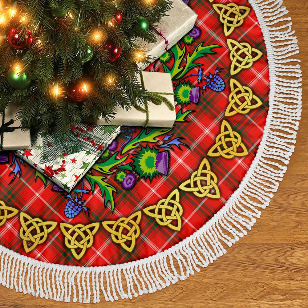 Scottish Duke of Rothesay Modern Tartan Thistle Celtic Knot Christmas Tree Skirt - Image 4
