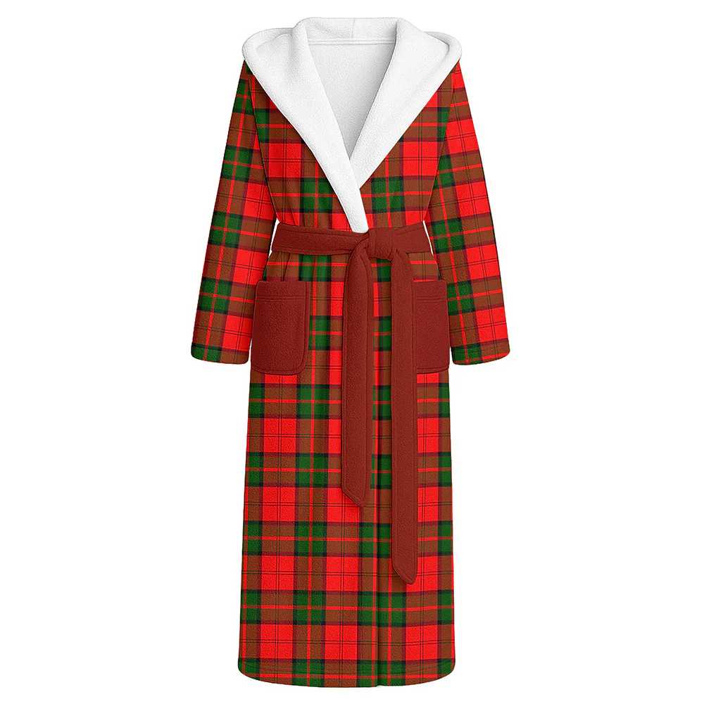 Scottish Dunbar Modern Clan Badge Tartan Flannel Hooded Bathrobe