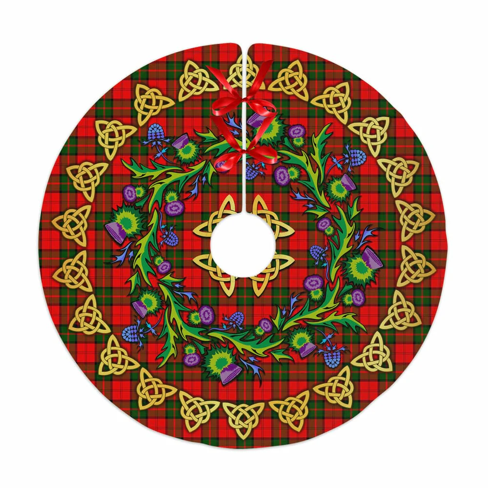 Scottish Dunbar Modern Tartan Thistle Celtic Knot Christmas Tree Skirt