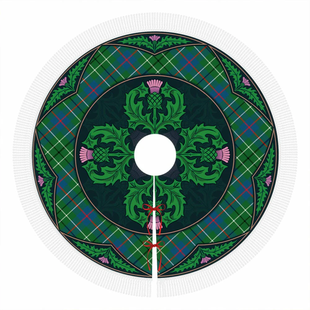 Scottish Duncan Ancient Tartan Christmas Tree Skirt Old Scottish Thistle Flower - Image 4