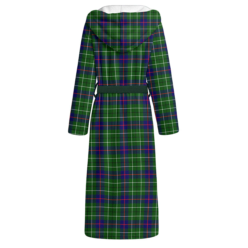 Scottish Duncan Modern Clan Badge Tartan Flannel Hooded Bathrobe - Image 2