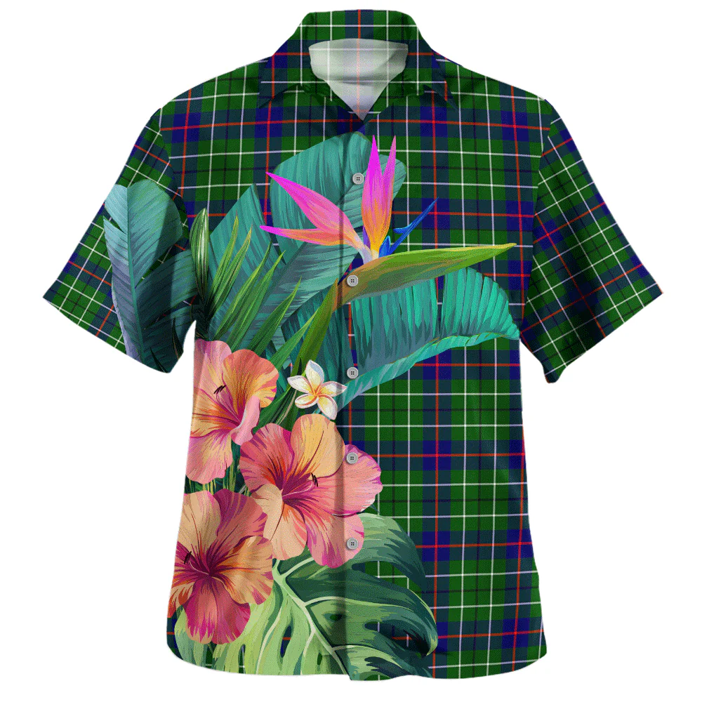 Scottish Duncan Modern Clan Badge Tartan Hawaiian Shirt Bouquet Tropical Style - Image 2