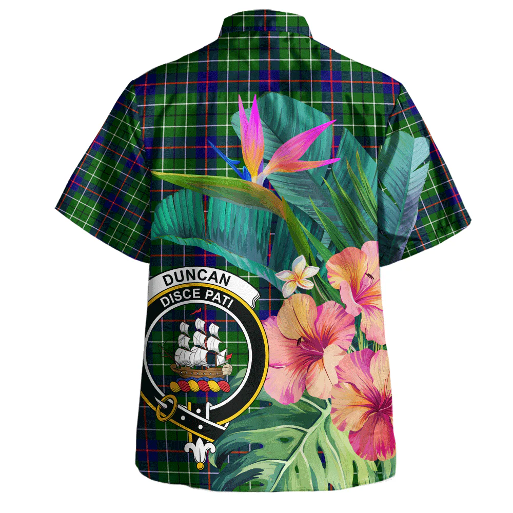 Scottish Duncan Modern Clan Badge Tartan Hawaiian Shirt Bouquet Tropical Style - Image 3