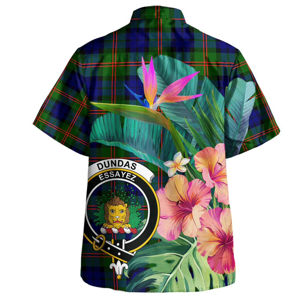 Scottish Dundas Modern 02 Clan Badge Tartan Hawaiian Shirt Bouquet Tropical Style - Image 3