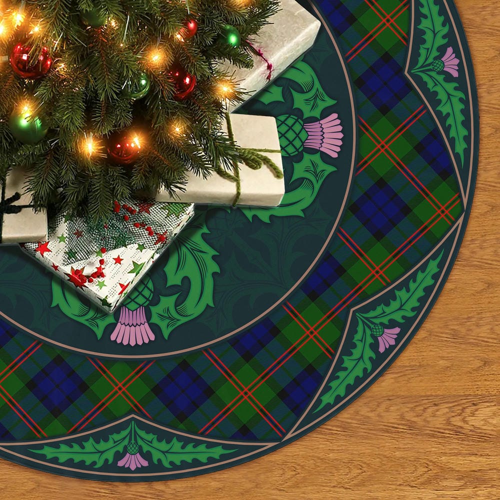 Scottish Dundas Modern 02 Tartan Christmas Tree Skirt Old Scottish Thistle Flower - Image 2