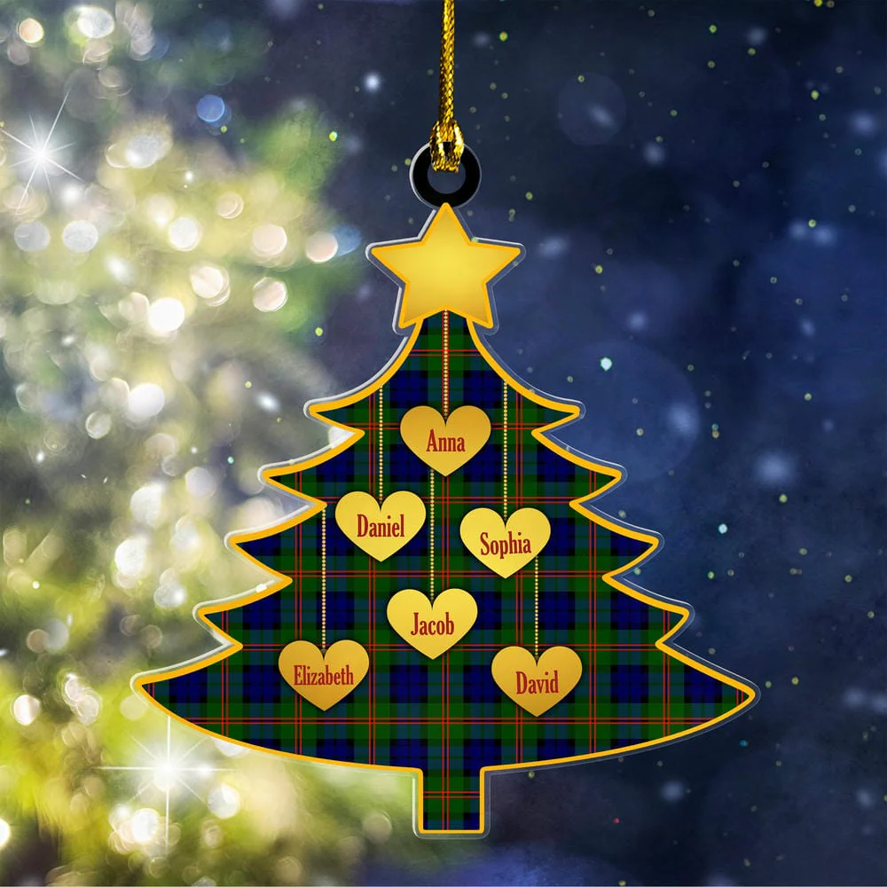 Scottish Dundas Modern 02 Tartan Ornament Custom Family Christmas Tree