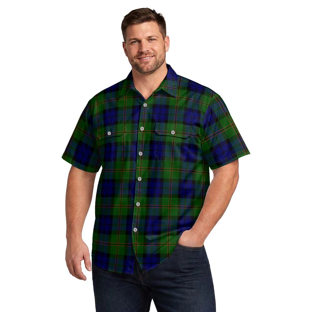 Scottish Dundas Modern Clan Badge Tartan Short Sleeve Work Shirt - Image 4